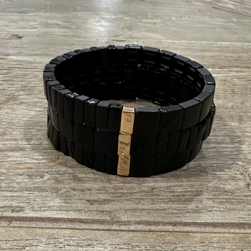 Roxanne Assoulin Black & Gold Stretch Bracelet, Set of 3